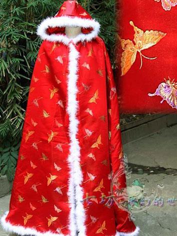【唐装・漢服ー女】女性用　華服古装　秋冬用マント　赤色