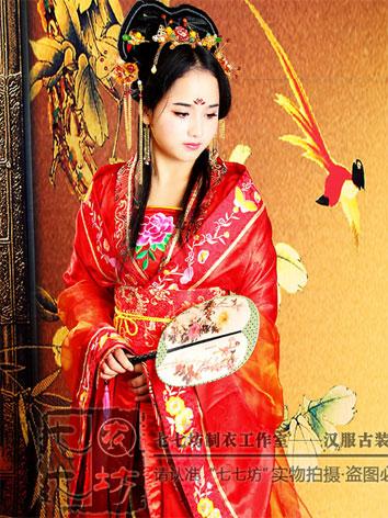 【唐装・漢服ー女】華服花嫁古装　唐装　結婚衣装　同心　赤色