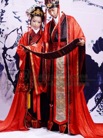 【唐装・漢服ー男】　男女性用　男女衣装セット　漢服華服古装　結婚服　 赤
