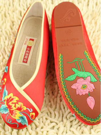 【漢服華服古装用ーチャイナ靴】民族スタイル 刺繍　女性用　赤色/4色あり　302