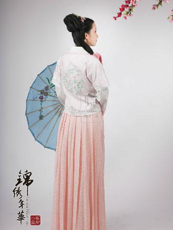 【唐装・漢服ー女】華服古装　女性用 秋色唐衣半臂　花柄の刺繍の半袖上着