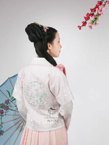 【唐装・漢服ー女】華服古装　女性用 秋色唐衣半臂　花柄の刺繍の半袖上着