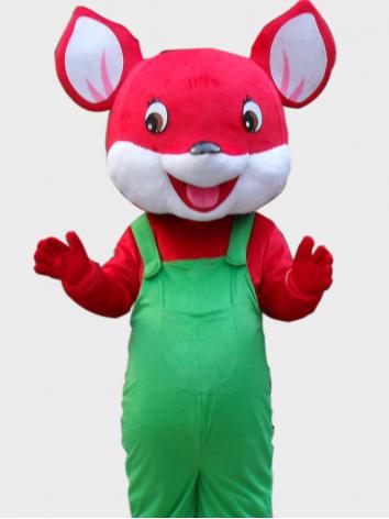 動物コスプレ イベント用品 本格的 可愛い高級着ぐるみ 鼠 赤色 緑ズボン