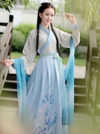 【唐装・漢服ー女】中華服古装 明朝服 演出服 撮影服 美人八 ブルー