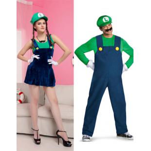 【ハロウィン衣装ー男 女】コスプレ衣装 男用 女用 ペアルック cosplay 変装 仮装 イベント 大人用 MARIO マリオ 緑色 赤色