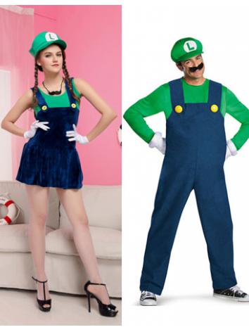 【ハロウィン衣装ー男 女】コスプレ衣装 男用 女用 ペアルック cosplay 変装 仮装 イベント 大人用 MARIO マリオ 緑色 赤色