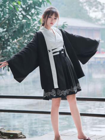 【改良漢服ー女】復古 チャイナ服 民族衣装 演出服 撮影服 秋冬 白色 黒色 刺繍 二点 コスプレ