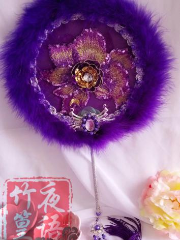 【漢服華服古装用ー扇子】和風 手作り 漢服道具 団扇 ウチワ コスプレ 刺繍 紫色