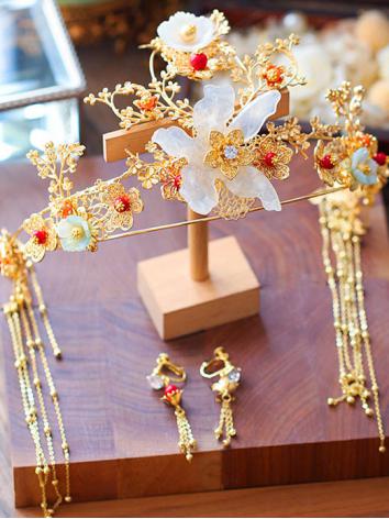 【漢服華服古装用ー飾り物】女性用 手作り 髪飾り クラウン イヤリング 合金
