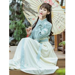 【唐装・漢服ー女】中華服古装 唐朝服 演出服 撮影服 女性用 刺繍 緑色 黄色