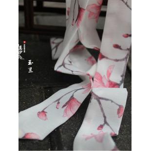 【漢服華服古装用ー飾り物】女性用 ヘアバンド シフオン 白色 捺染 花