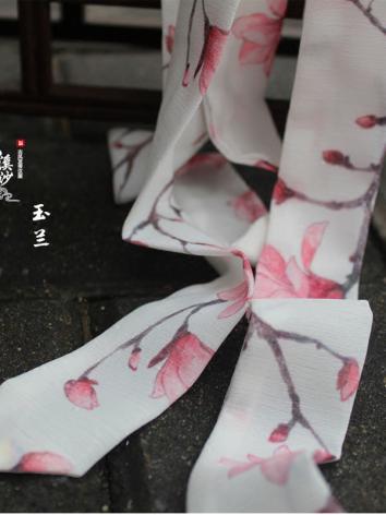 【漢服華服古装用ー飾り物】女性用 ヘアバンド シフオン 白色 捺染 花