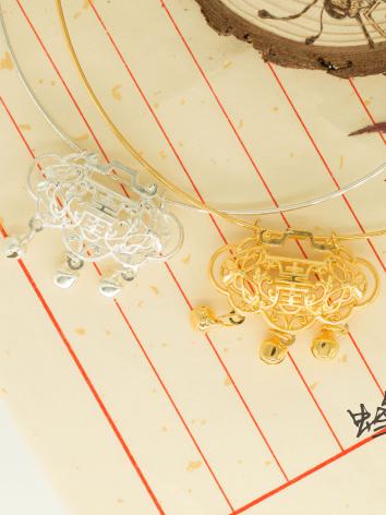 【漢服華服古装用ー飾り物】女性用 首輪 ネックレス 銅 シルバー ゴールド