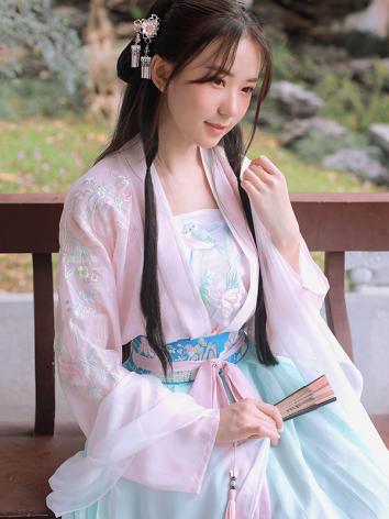 【唐装・漢服ー女】中華服古装 唐朝服 演出服 撮影服 女性用 刺繍 ピンク 緑色 三点