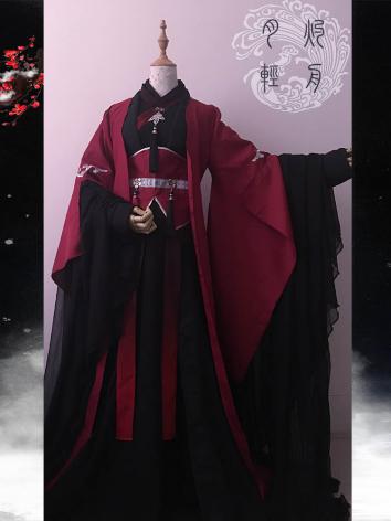 【古風漢服ー女】オリジナル 女性用 コスプレ キャラクター 五点 赤色 黒色