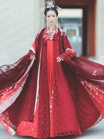 【中華服】唐装 漢服 刺繍 唐時代服 衣装セット 女性 赤 演出服 撮影服