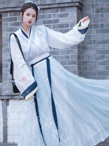 【唐装・漢服ー女】中華服古装 女性用 上着+スカート ブル系 晋時代