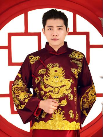 【唐装・漢服ー男性用】中華服 演出/撮影服/結婚式 赤...