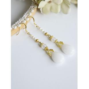 【漢服華服古装用ー飾り物】女性用 アクセサリー イヤリング＆ピアス 白玉パール