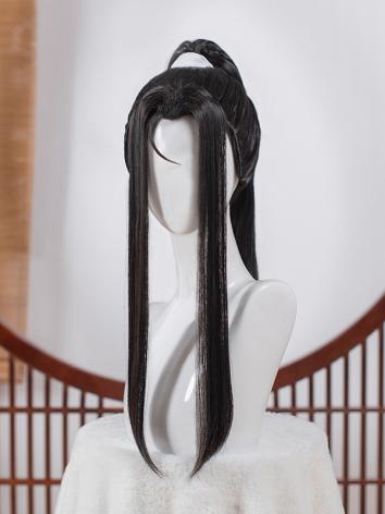 【漢服華服古装用ーウィッグ】男用中華風 魔道祖師 温寧 かつら Cosplay ブラック ドラマ用 コスプレ 古風 高温糸 40cm