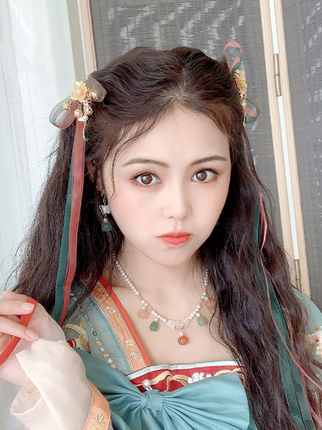 漢服華服古装用ー飾り物】ヘアピン 髪飾り リボン 紗 パール ジルコン_