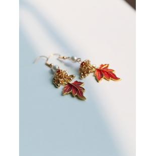 【漢服華服古装用ー飾り物】紅葉 アクセサリー イヤリング＆ピアス 