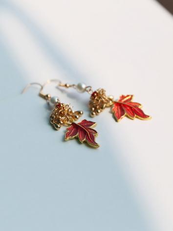 【漢服華服古装用ー飾り物】紅葉 アクセサリー イヤリング＆ピアス 