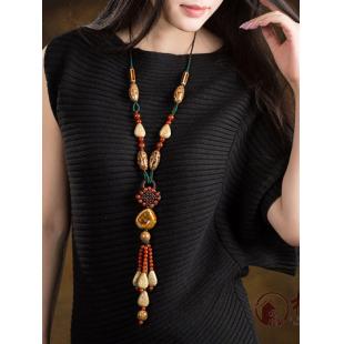 飾り物 女性用 セーターのペンダント オレンジ チャイナ風 民族風