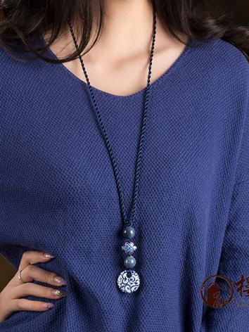 飾り物 女性用 セーターのペンダント 青色 ブルー チャイナ風 民族風