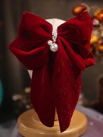 【飾り物】女性用 手作り 結婚式 赤いヘアピン 蝶結び 2タイプあり