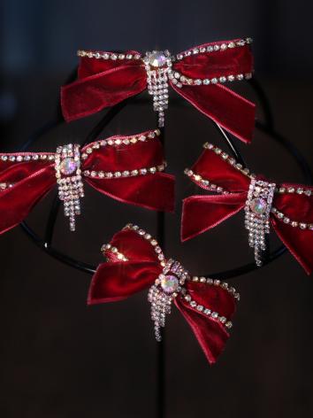 【飾り物】女性用 手作り 結婚式 赤いヘアピン 蝶結び