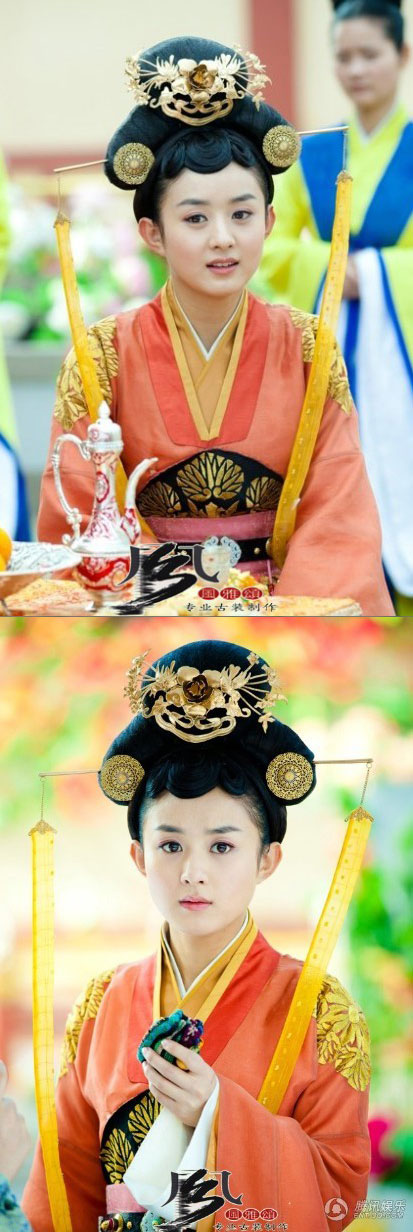 【漢服華服古装用ー女】　Cosplay衣装　時代劇　刺繍　後宮の涙　オレンジ色