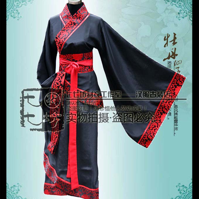 【唐装・漢服ー女】　華服　漢服　伝統古装　黒×赤　