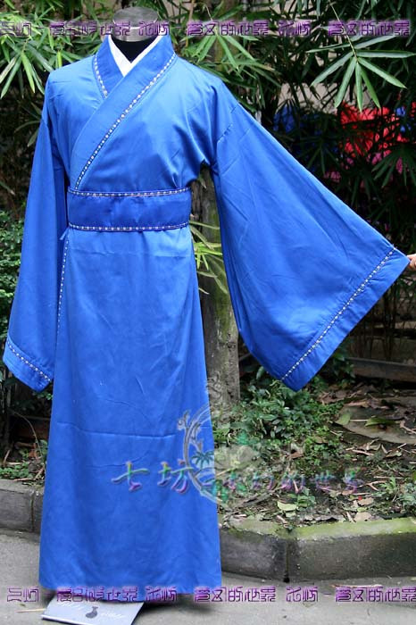 【唐装・漢服ー男】　男性用　華服漢服伝統古装　ブルー　　