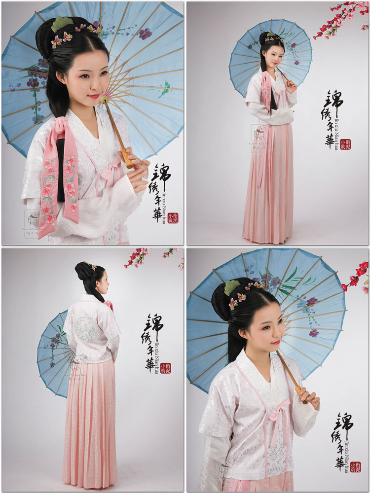 【唐装・漢服ー女】華服古装　女性用 秋色唐衣半臂　花柄の刺繍の半袖上着