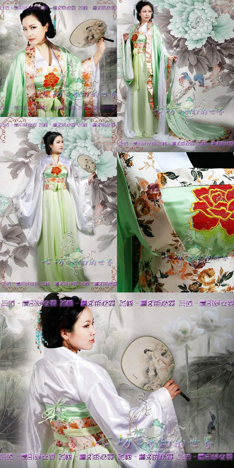 【唐装・漢服ー女】女性用　華服古装　酔芙蓉　春風緑